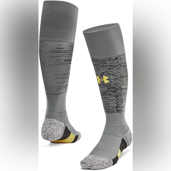 Under Armour Other - NWT Under Armour Magnetico Pocket Gray and Yellow Over the Calf Athletic Socks L